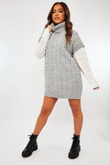 Grey Roll Neck Cable Knit Vest - Emira-Jumper