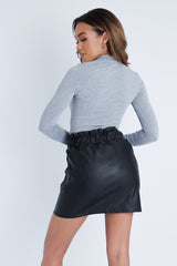 Grey Roll Neck Long Sleeve Bodysuit - Liza-Bodysuits