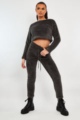 Grey Round Neck Teddy Sweatshirt - Delsie-Sweatshirts