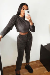 Grey Round Neck Teddy Sweatshirt - Delsie-Sweatshirts