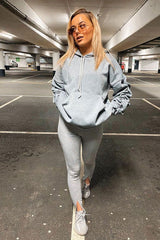 Grey Ruched Sleeve Oversized Hoodie - Dezi-Hoodies