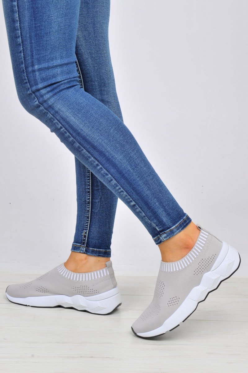 Grey Runner Sock Trainers - Kannon-Trainers