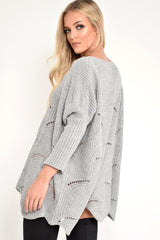 Grey Scallop Hem Knit Jumper - Elyssa-Jumper