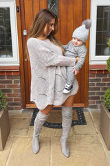 Grey Scallop Hem Knit Jumper - Elyssa-Jumper