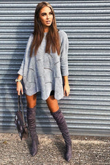 Grey Scallop Hem Knit Jumper - Elyssa-Jumper