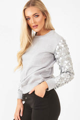 Sequin discount sleeve sweatshirt