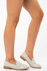 Grey Shimmer Snake Effect Front Loafers - Tammy-Flats