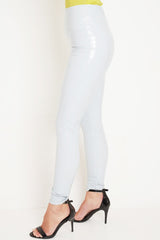 Grey Shiny Vinyl PU Leggings - Rio-Trousers