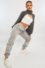 Grey Side Pocket Scuba Joggers - Lallie-Joggers