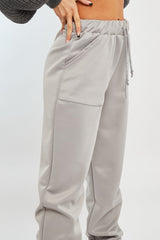 Grey Side Pocket Scuba Joggers - Lallie-Joggers