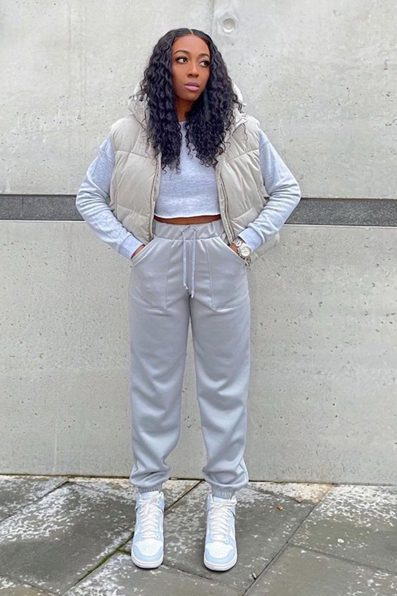 Grey Side Pocket Scuba Joggers - Lallie-Joggers