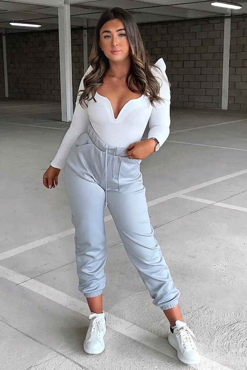 Grey Side Pocket Scuba Joggers - Lallie-Joggers