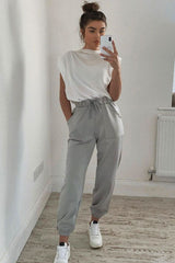 Grey Side Pocket Scuba Joggers - Lallie-Joggers
