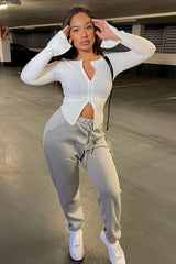 Grey Side Pocket Scuba Joggers - Lallie-Joggers