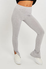 Grey Side Split Leggings - Oliviah-Leggings