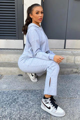 Grey Side Split Wide Leg Jogger - Halsey-Joggers