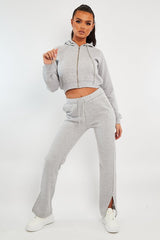 Grey Side Split Wide Leg Jogger - Halsey-Joggers