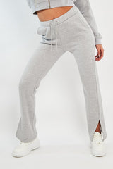 Grey Side Split Wide Leg Jogger - Halsey-Joggers