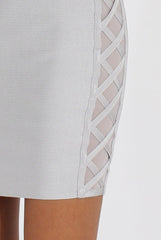 Grey Side Tie Up High Neck Bandage Dress - Noa-Dresses