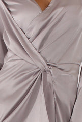 Grey Silky Front Twist Playsuit - Venus-Playsuits