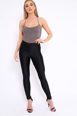 Grey Slinky Lace Up Back Bodysuit - Danella-Bodysuits