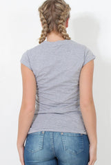 Grey Slogan Top - Farrah-Tops