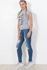 Grey Slogan Top - Farrah-Tops