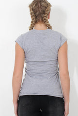 Grey Slogan Top - Skai-Tops