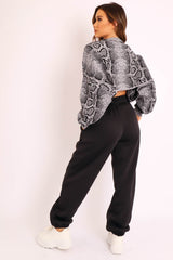 Grey Snake Cropped Batwing Jumper - Lizy-Crop Jumper