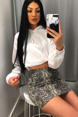Grey Snake Faux Leather Mini Skirt - Enisa-Skirts