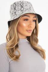 Grey Snake PU Bucket Hat - Landon-Hats