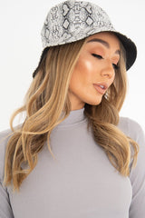 Grey Snake PU Bucket Hat - Landon-Hats