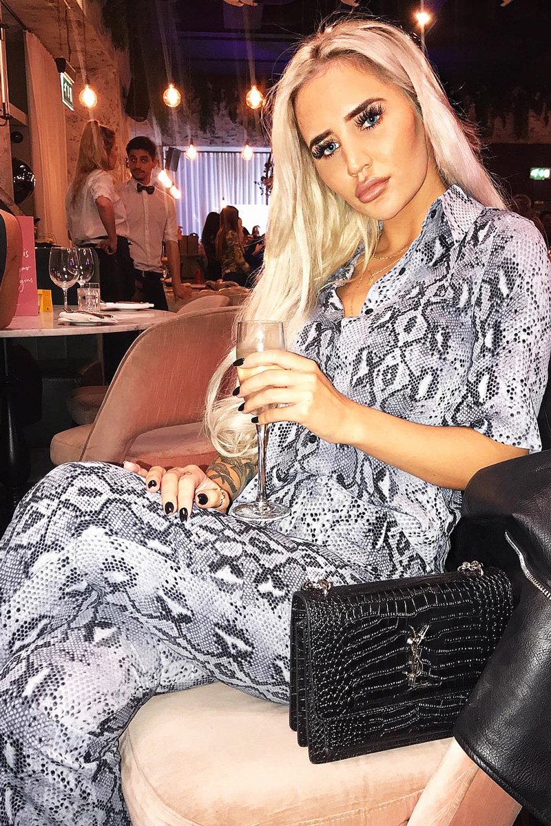 Grey Snake Print High Waisted Flare Trousers And Shirt Co-ord - Colynn-Co-ords