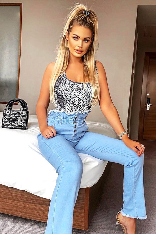 Grey Snake Print Sleeveless Bodysuit - Payge