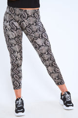 Grey Snake Print Velvet Leggings - Sylva-Trousers