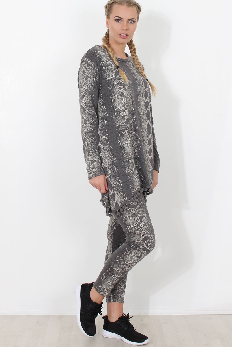Grey Snakeskin Loungewear - Claudia-Loungewear