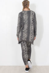 Grey Snakeskin Loungewear - Claudia-Loungewear