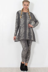 Grey Snakeskin Loungewear - Claudia-Loungewear