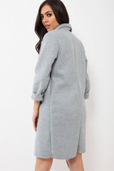 Grey Soft Blazer Jacket with Stripe Pocket - Kacey-Jackets