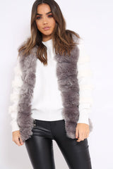 Grey Soft Faux Fur Gilet - Elianna-Jackets
