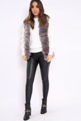 Grey Soft Faux Fur Gilet - Elianna-Jackets