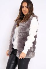 Grey Soft Faux Fur Gilet - Elianna-Jackets