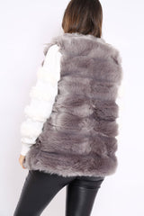 Grey Soft Faux Fur Gilet - Elianna-Jackets