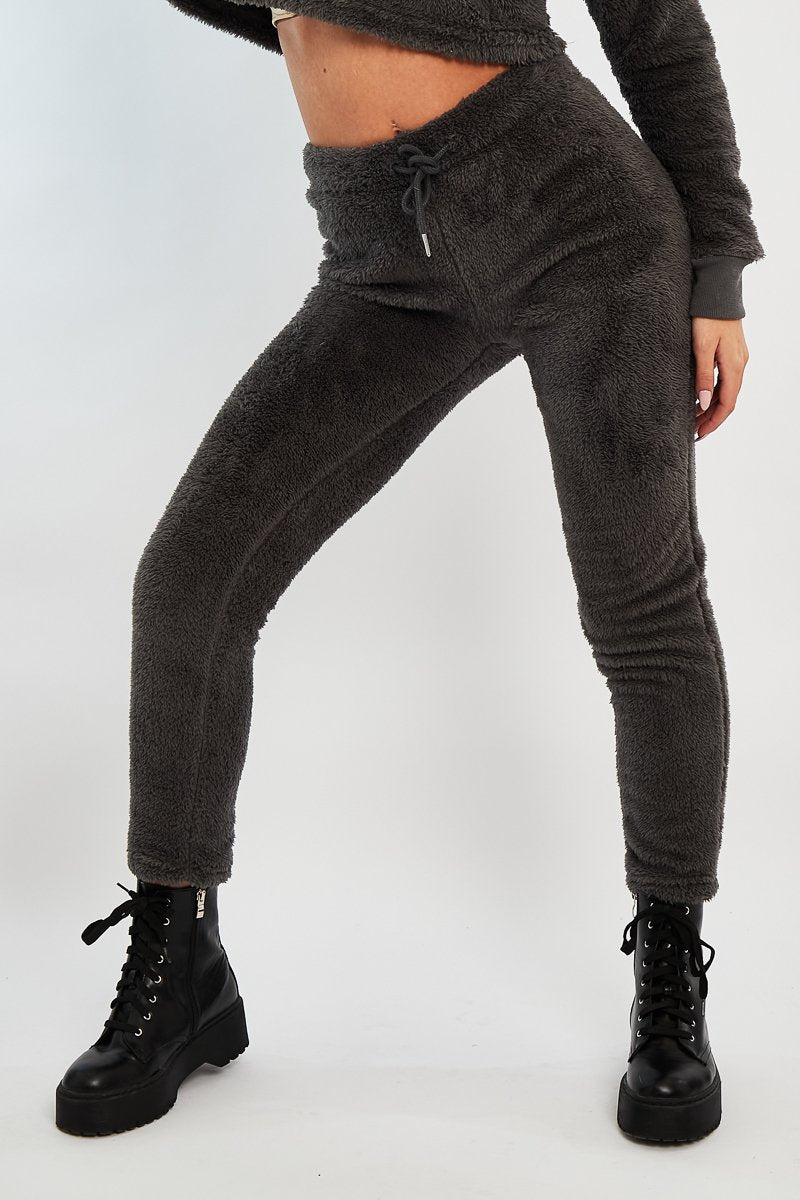 Grey Soft Teddy Leggings - Evani-Leggings