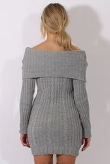 Grey Sparkle Knit Bardot Jumper Dress - Kasey-Jumper
