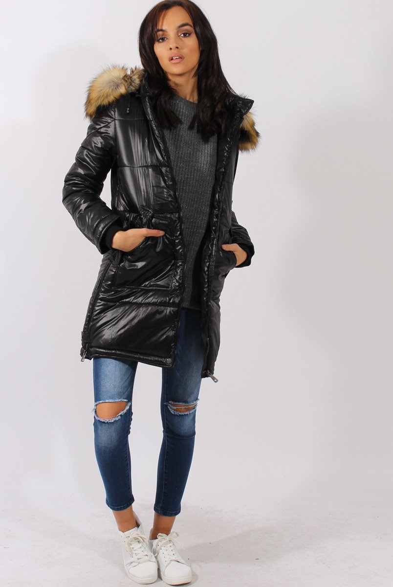 Grey Sparkle Knitted Cold Shoulder Jumper - May-Jumper