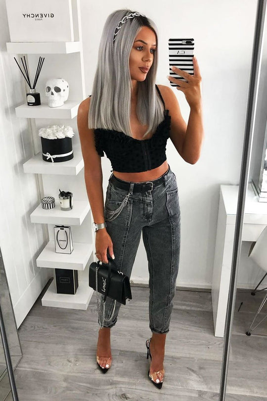 Grey Straight Leg Double Seam Denim Jeans - Xara