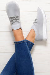 Grey Stretch Mesh Lace Up Trainers - Beulah-Trainers