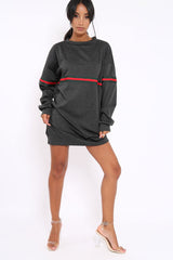 Grey Stripe Jumper Dress - Finley-Dresses