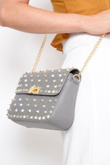 Grey Studded Cross Body Bag - Cherry-Bags